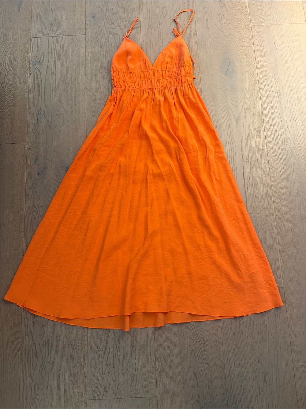 Zara Bright Orange Spaghetti-Strap Maxi Dress